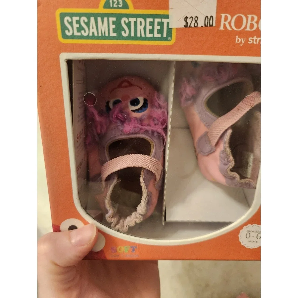Robeez Stride Rite‎ Sesame Street Abby Cadabby Soft Sole Leather Shoes Pink 0-6M